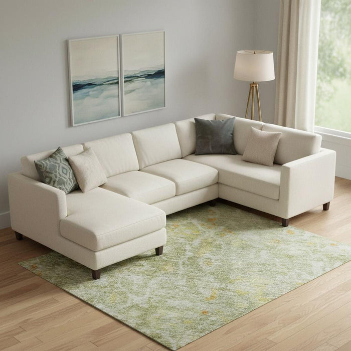 10' X 14' Oriental Washable Area Rug With UV Protection (700205) - Sage / Gold / Copper