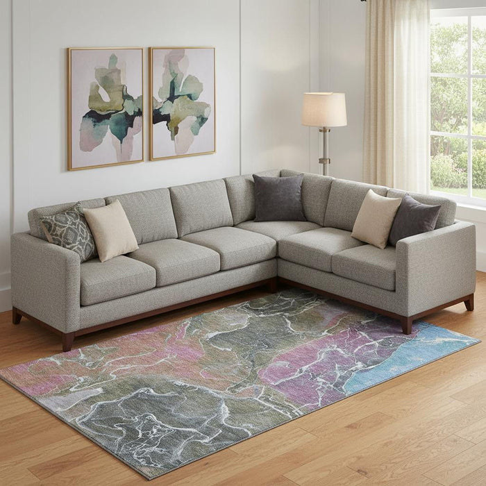 10' X 14' Abstract Washable Area Rug With UV Protection (701201) - Brown / Purple / Blue