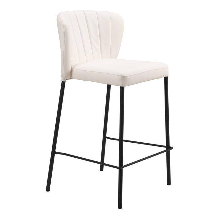Faux Leather And Steel Counter Height Bar Chairs (Set of 2) - Cream And Black