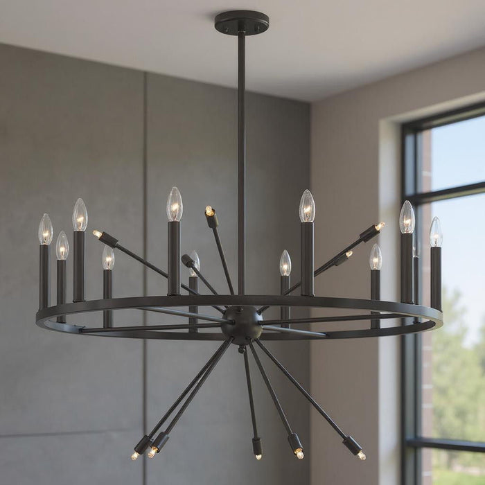 Candle Style Multi Light Metal Dimmable Chandelier - Black