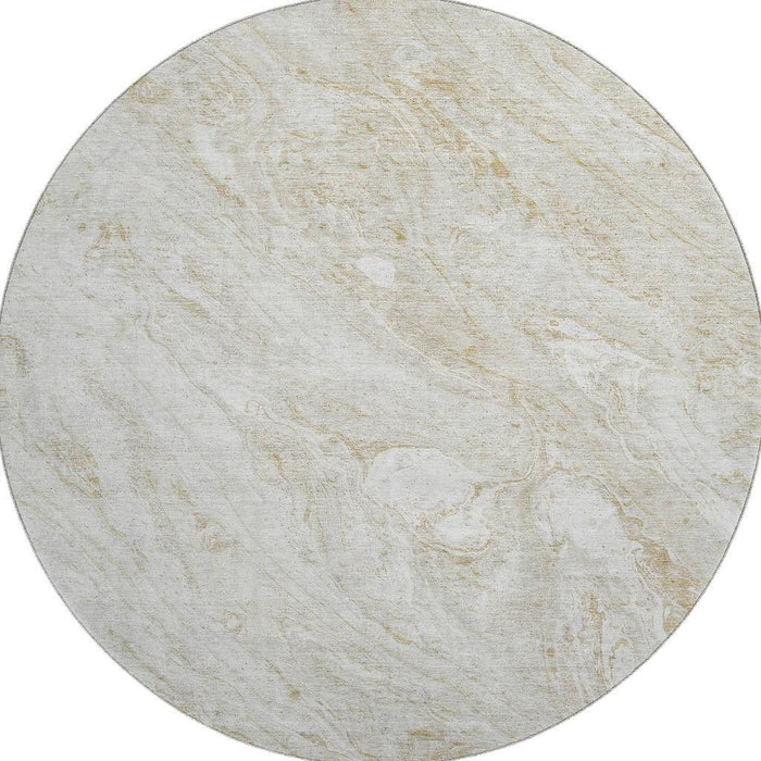 8' Abstract Washable Round Rug With UV Protection (653455) - Ivory / Beige