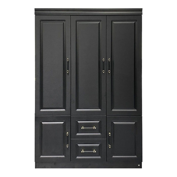 71" Wood Five Door Two Drawer Combo Dresser - Black