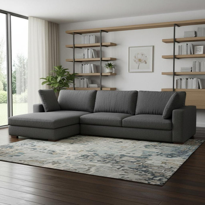 122" Fabric Sofa With Brown Legs - Gray