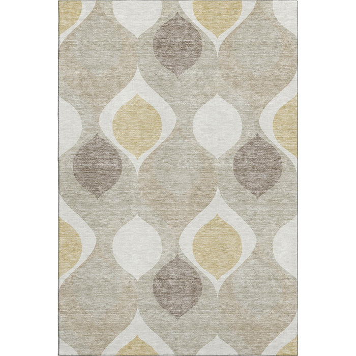 10' X 14' Ogee Washable Area Rug With UV Protection - Beige