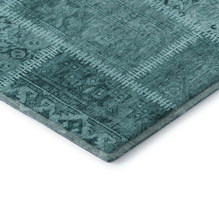 10' X 14' Patchwork Washable Area Rug With UV Protection (653272) - Turquoise / Aqua