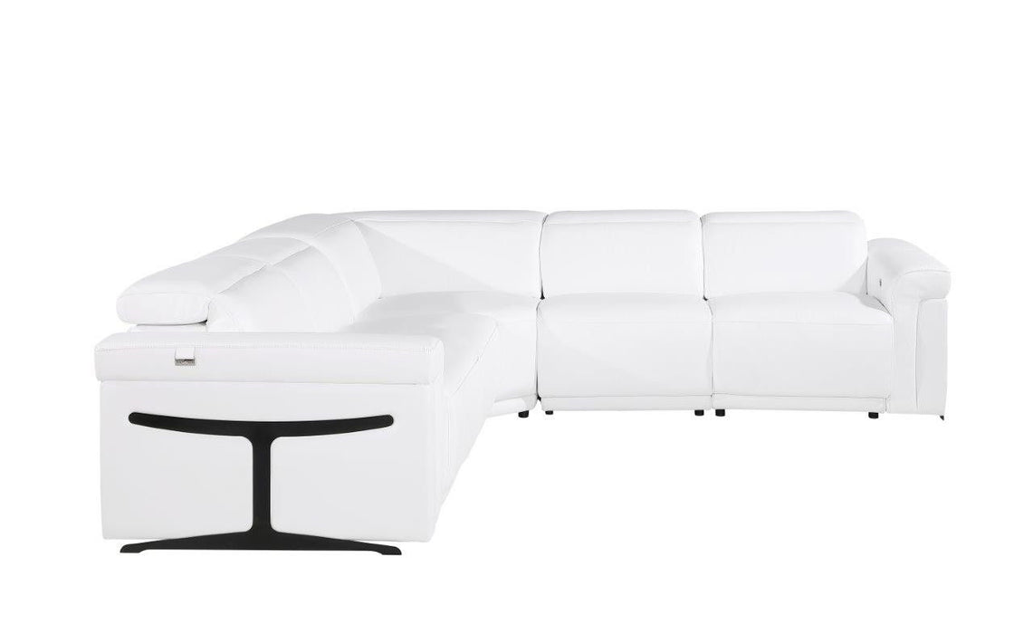 Italian Leather Modular L Shaped Five Piece Corner Sectional - White
