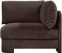 Meridian Furniture Hammond velvet performance fabric upholstered corner stationary chair with plush cushioning and modern design.