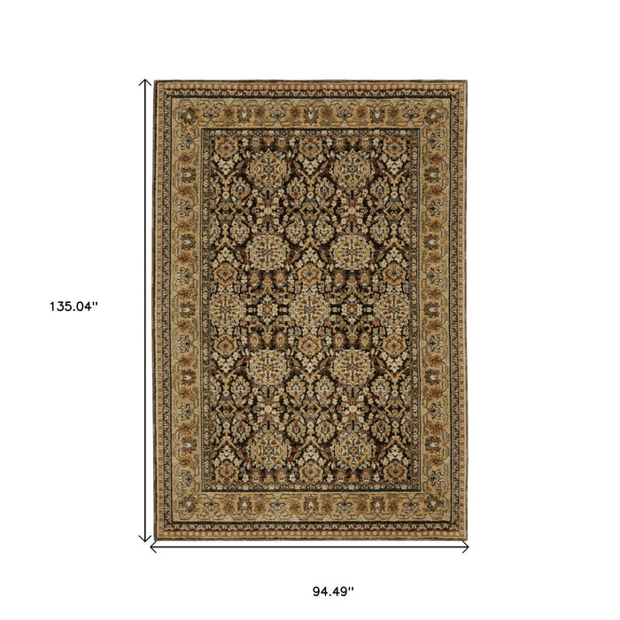 8' X 11' Oriental Area Rug - Brown And Gold