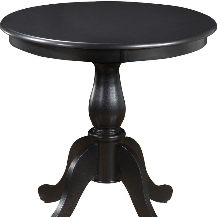 30" Rounded Solid Manufactured Wood And Solid Wood Pedestal Base Dining Table - Black