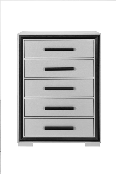 Amelia - 5 Piece Full Bedroom Set With LED, Cooler And Speaker - Black / Gray