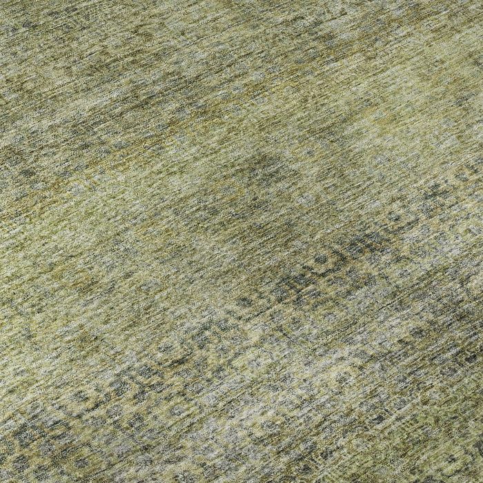 10' X 14' Striped Washable Area Rug With UV Protection (688141) - Artichoke Green / Gray / Beige