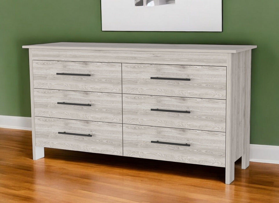 Six Drawer Double Dresser - Light Gray