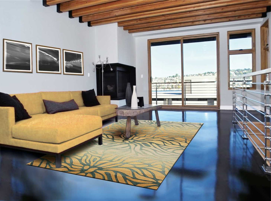 8' X 11' Abstract Area Rug - Tan And Gray