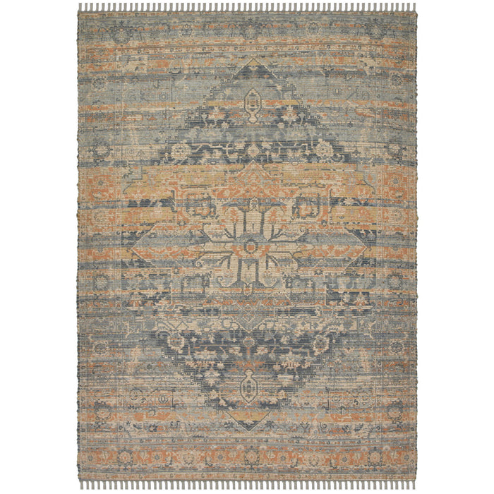 8' X 10' Oriental Hand Woven Area Rug With Fringe - Orange