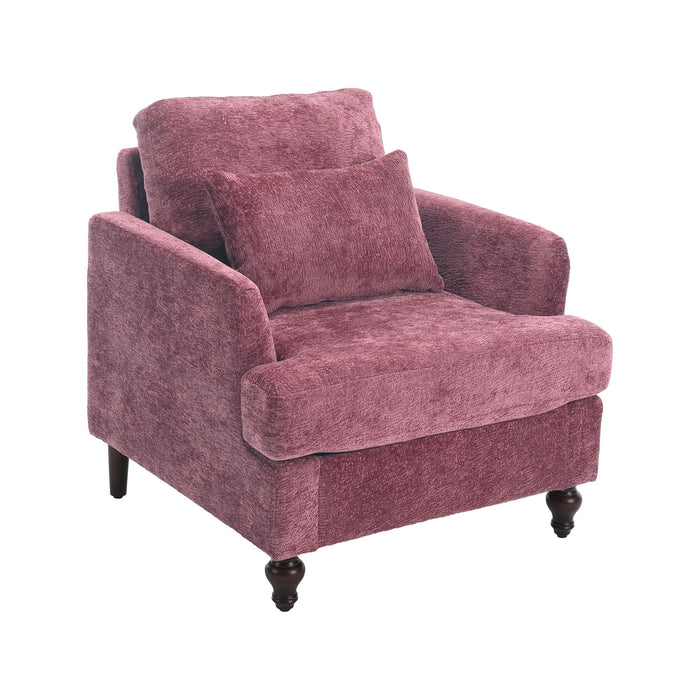 Modern Mid Century Wood Frame Armchair With Tufted Design