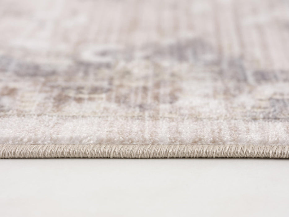 8' x 10' Medallion Non Skid Area Rug - Beige And Ivory