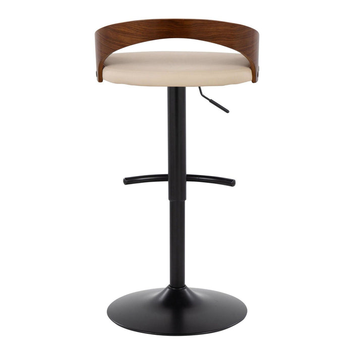 Grotto - Adjustable Barstool - Black Metal, Walnut Wood