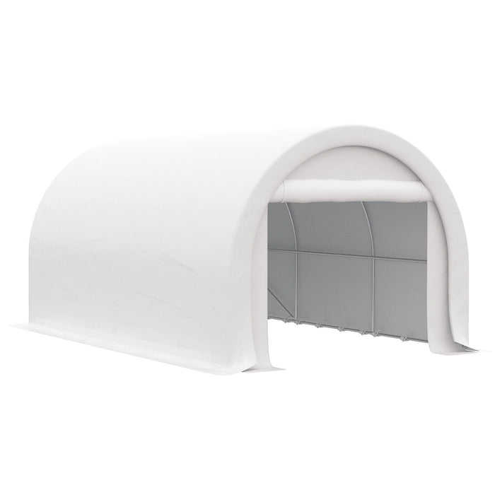 Giga Outsunny 10x16 ft heavy-duty portable carport with UV-resistant canopy, large zippered door, suitable for cars, boats, and outdoor storage