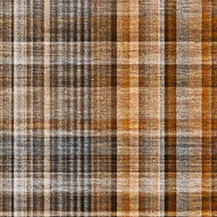 8' X 10' Plaid Washable Area Rug With UV Protection (648314) - Terra Cotta / Gray