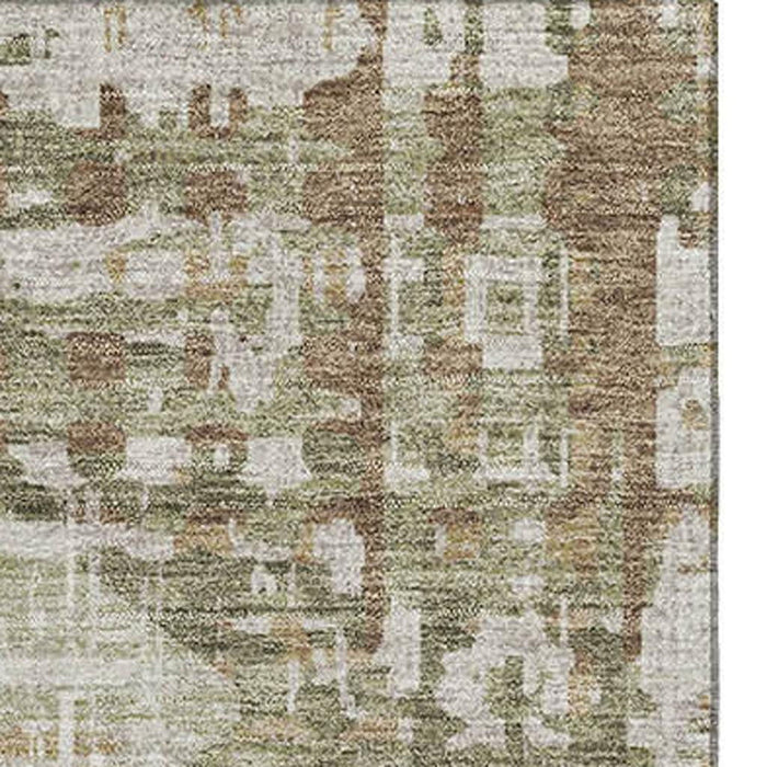 10' X 14' Geometric Washable Area Rug With UV Protection (718388) - Fern Green / Beige
