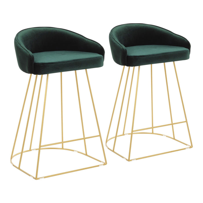 Canary - 26" Counter Stool (Set of 2) - Gold With Green Velvet