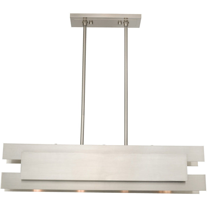 17'' Four Light Dimmable Chandelier With Shades - Nickel