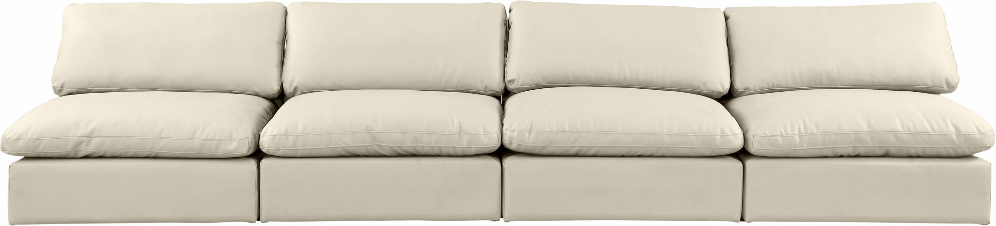 Comfy - Faux Leather Modular Armless Sofa 4 Seats
