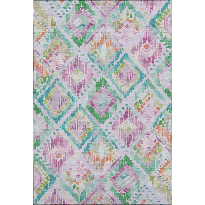 10' X 14' Geometric Washable Area Rug With UV Protection (693030) - Lavender / Teal / Orange