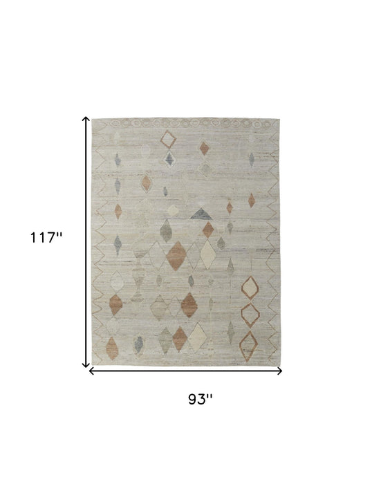 8' x 10' Wool Moroccan Hand Knotted Area Rug - Tan Brown And Gray