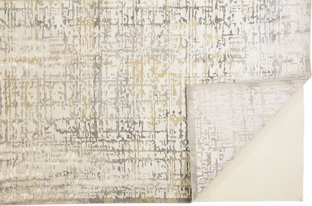 10' x 13' Abstract Stain Resistant Area Rug - Ivory And Gray