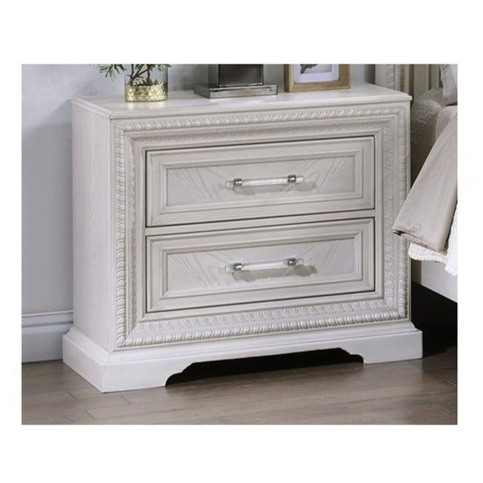 Giga antique white 2-drawer storage nightstand with classic accent design, smooth surface, and elegant wood finish for bedroom decor