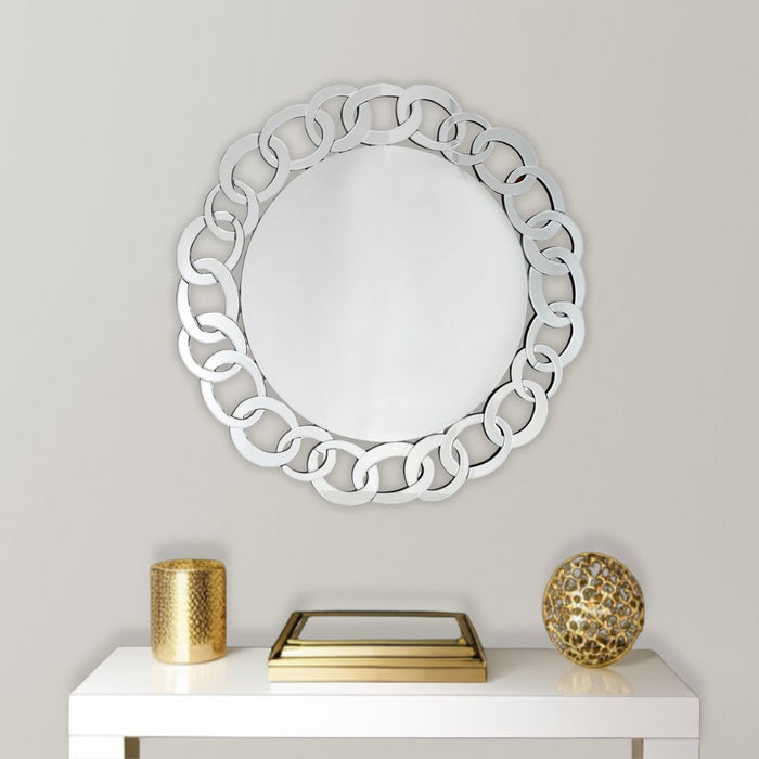39" Round Glass Framed Accent Mirror - Clear