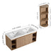 Modern Giga 48-inch wall-mounted bathroom vanity with double resin sinks, storage rack, and soft-close doors in imitative oak finish.