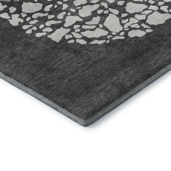 10' X 14' Abstract Washable Area Rug With UV Protection (653572) - Charcoal / Ivory