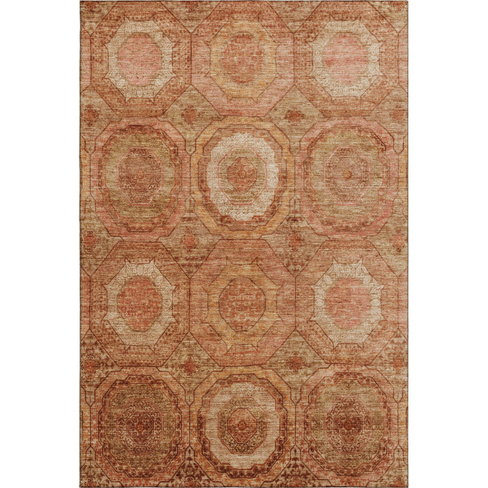 10' X 14' Geometric Washable Area Rug With UV Protection (716533) - Terra Cotta / Copper