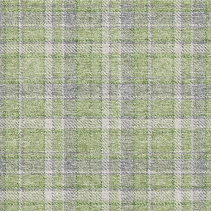 10' X 14' Plaid Washable Area Rug With UV Protection (649444) - Green / Gray
