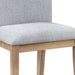 Set of two Giga Caspian gray dining chairs with oak finish legs, modern design, upholstered seats, and supportive backrests.