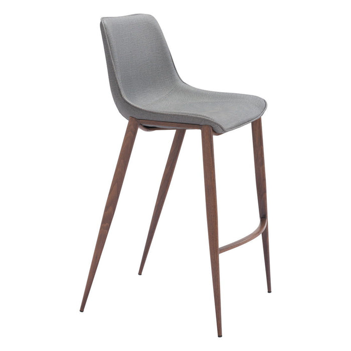 30" Modern Slate Faux Leather And Steel Bar Height Bar Chairs (Set of 2) - Gray