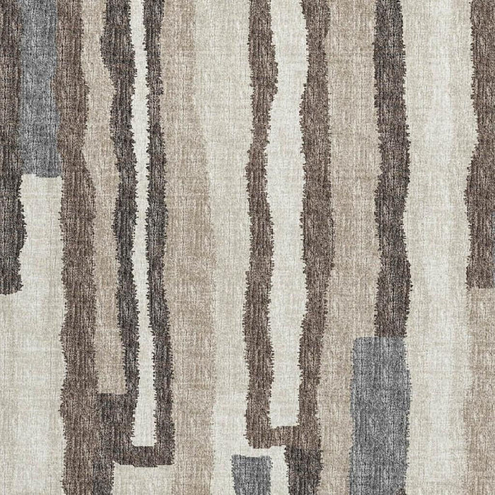 9' X 12' Abstract Distressed Washable Area Rug With UV Protection (644131) - Brown / Ivory / Gray