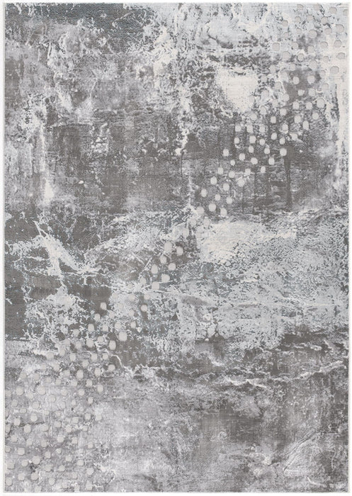 8' X 11' Abstract Area Rug - Gray And Ivory