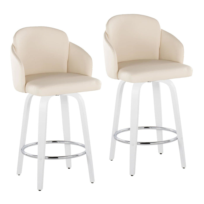 Cinch - Contemporary Fixed-Height Swivel Counter Stool (Set of 2) - White Wood