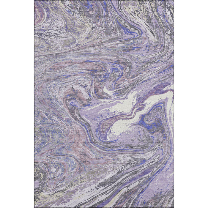 10' X 14' Abstract Washable Area Rug With UV Protection (683123) - Lavender / Gray / Ivory