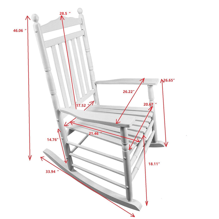 Giga balcony porch adult rocking chair with wooden frame and cushioned seat, ideal for outdoor relaxation on a patio or balcony.