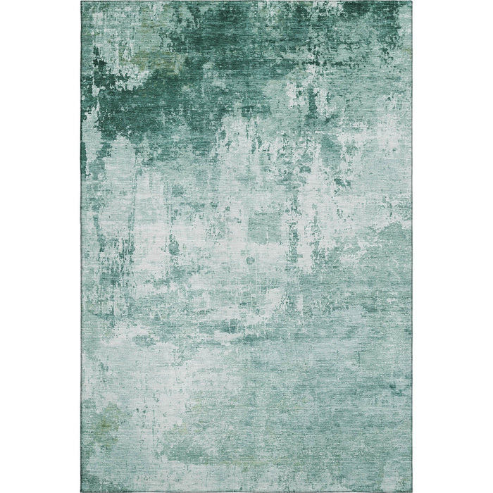 10' X 14' Abstract Washable Area Rug With UV Protection (700697) - Aqua / Ivory