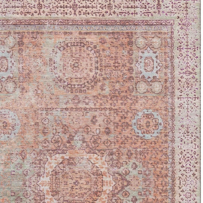 10' X 14' Oriental Washable Area Rug With UV Protection (699776) - Orange / Gray