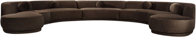 Meridian Furniture Avra velvet performance fabric upholstered sectional sofa in a spacious stationary design with plush seating.