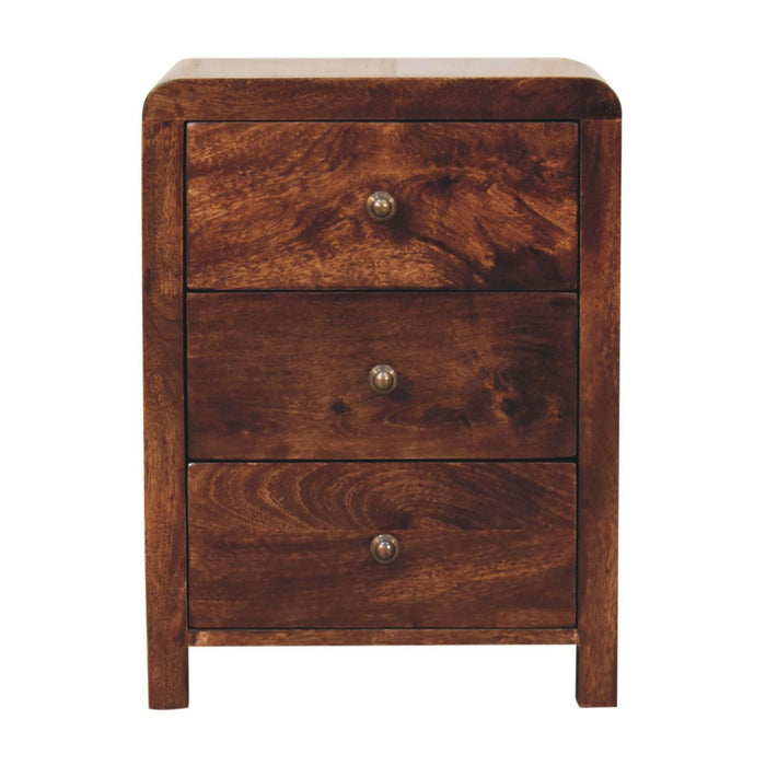 24" Solid Wood Three Drawer Nightstand - Walnut