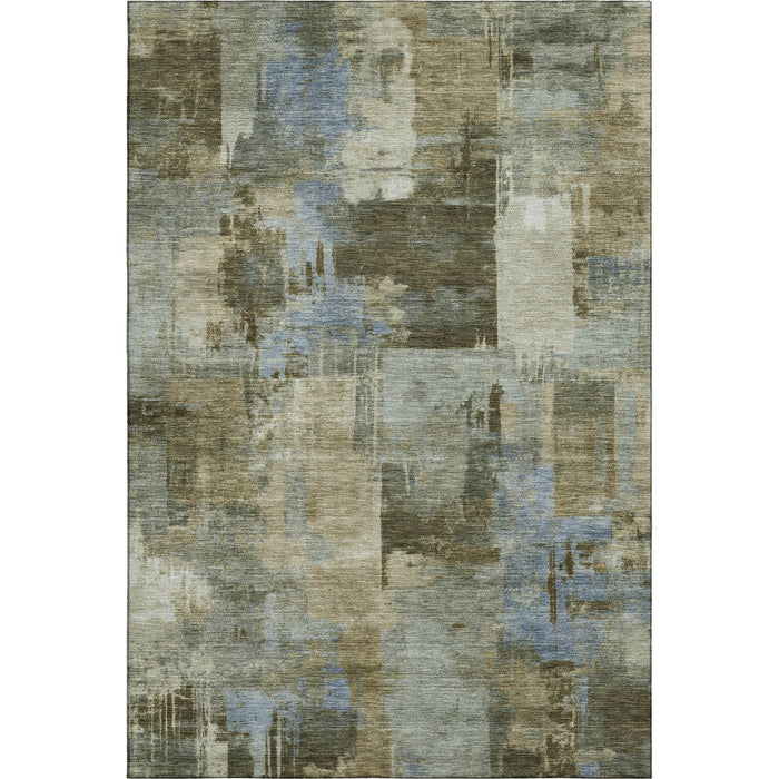 10' X 14' Abstract Washable Area Rug With UV Protection (717038) - Green / Gray