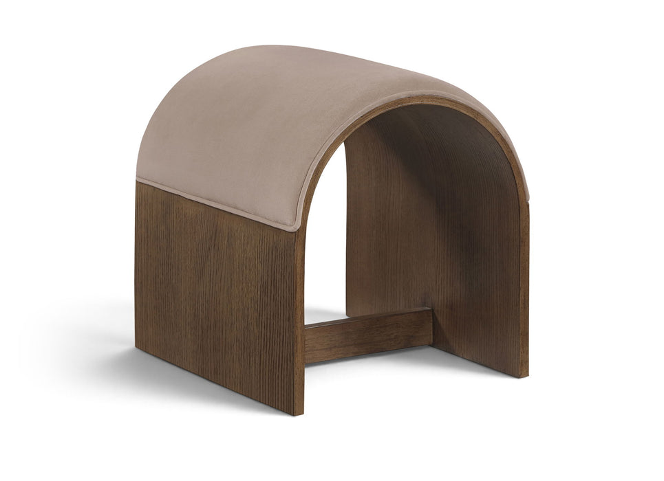 Velvet upholstered bench by Meridian Furniture featuring a sleek design and plush fabric, perfect for modern living spaces.