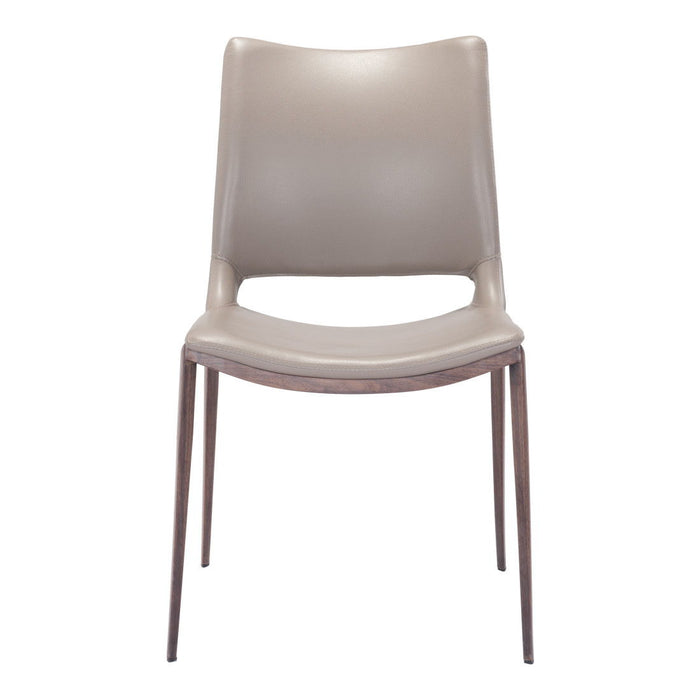 Upholstered Faux Leather Dining Side Chairs (Set of 2) - Gray / Espresso
